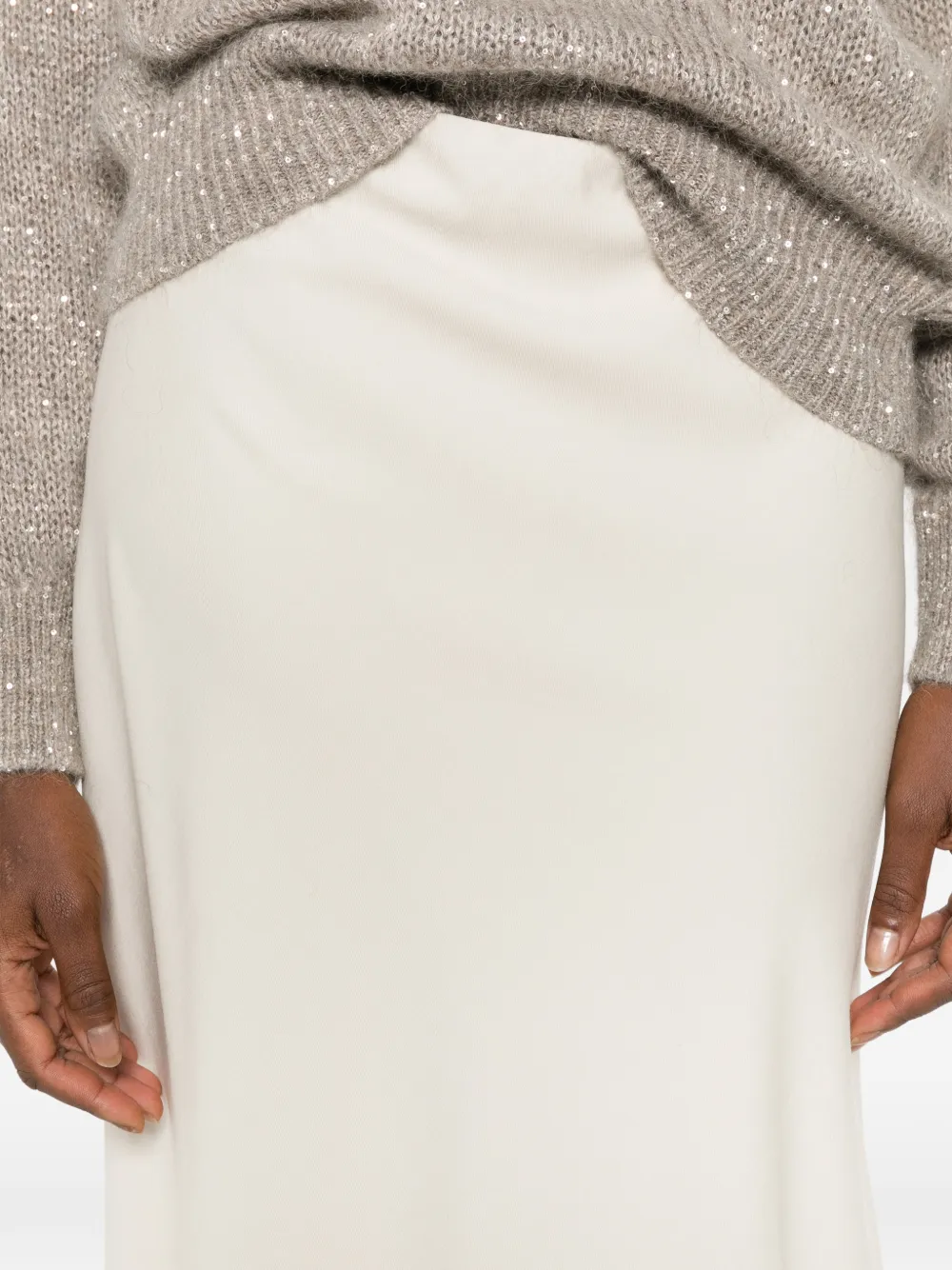 Brunello Cucinelli A-lijn rok met elastische taille Beige
