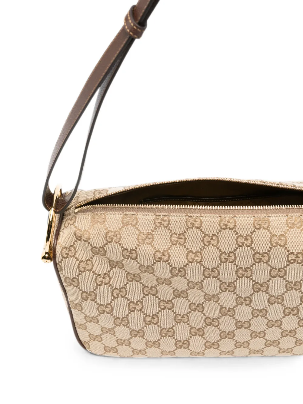 Gucci Half Horsebit GG-Supreme schoudertas Beige