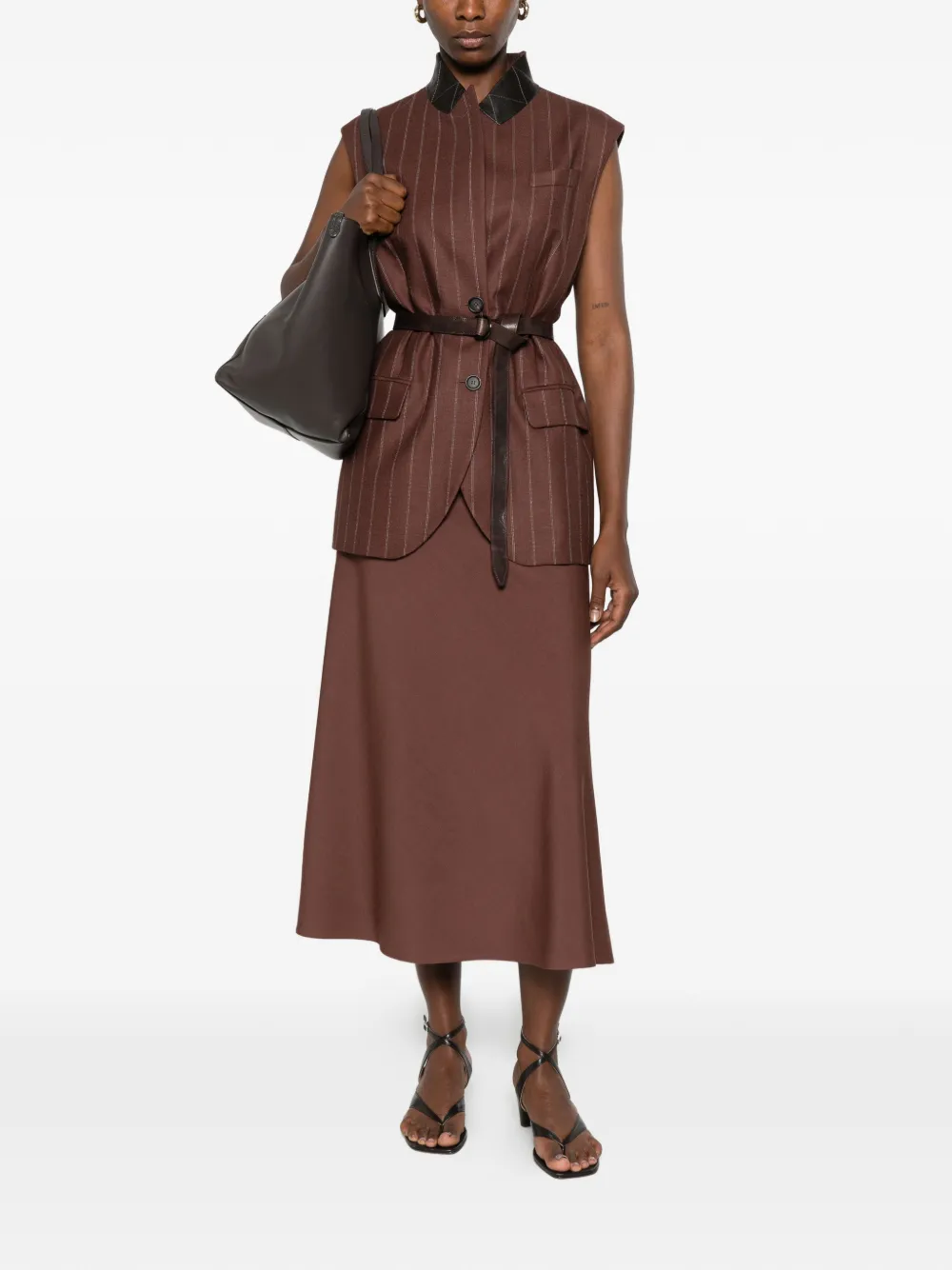 Brunello Cucinelli A-lijn rok met elastische taille Bruin