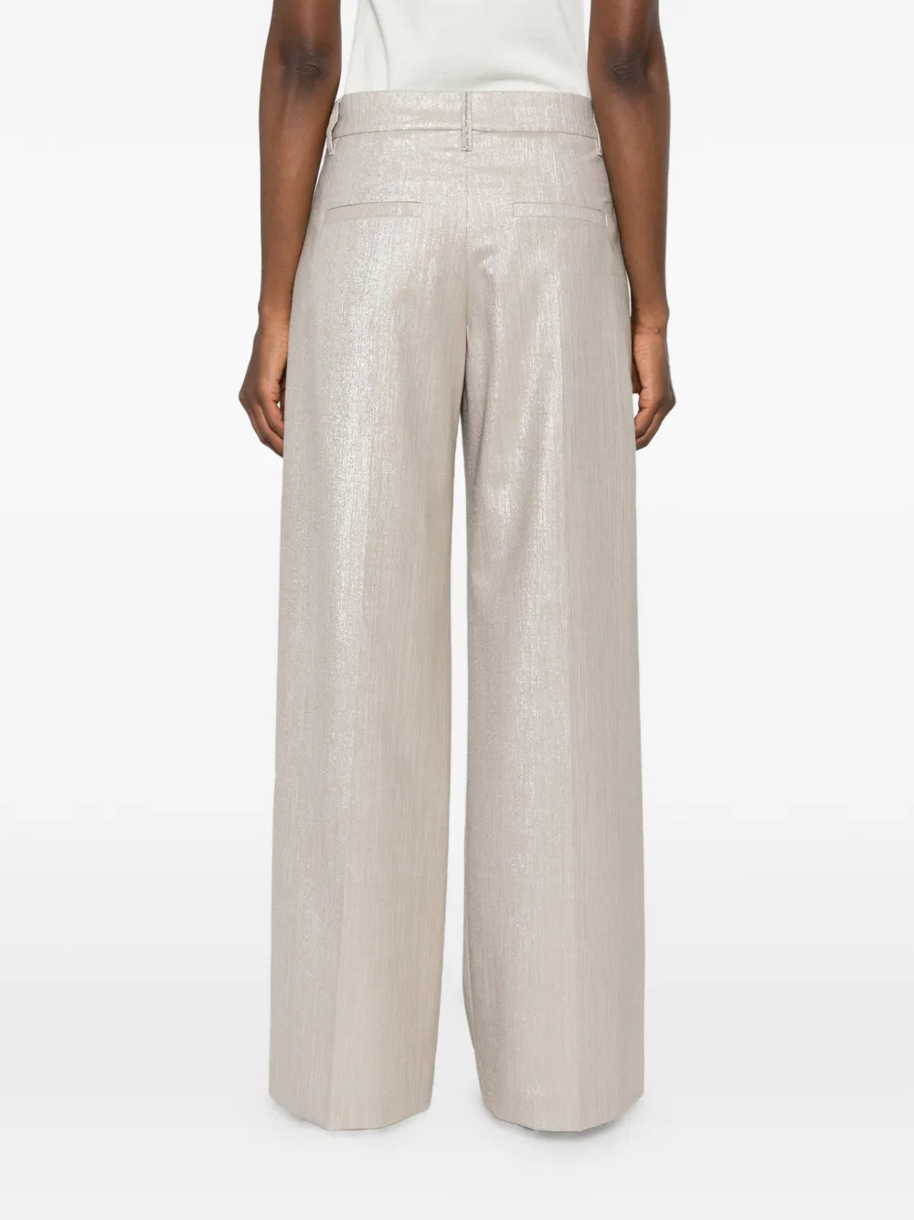 Brunello Cucinelli Geplooide broek met glanzend-effect Beige