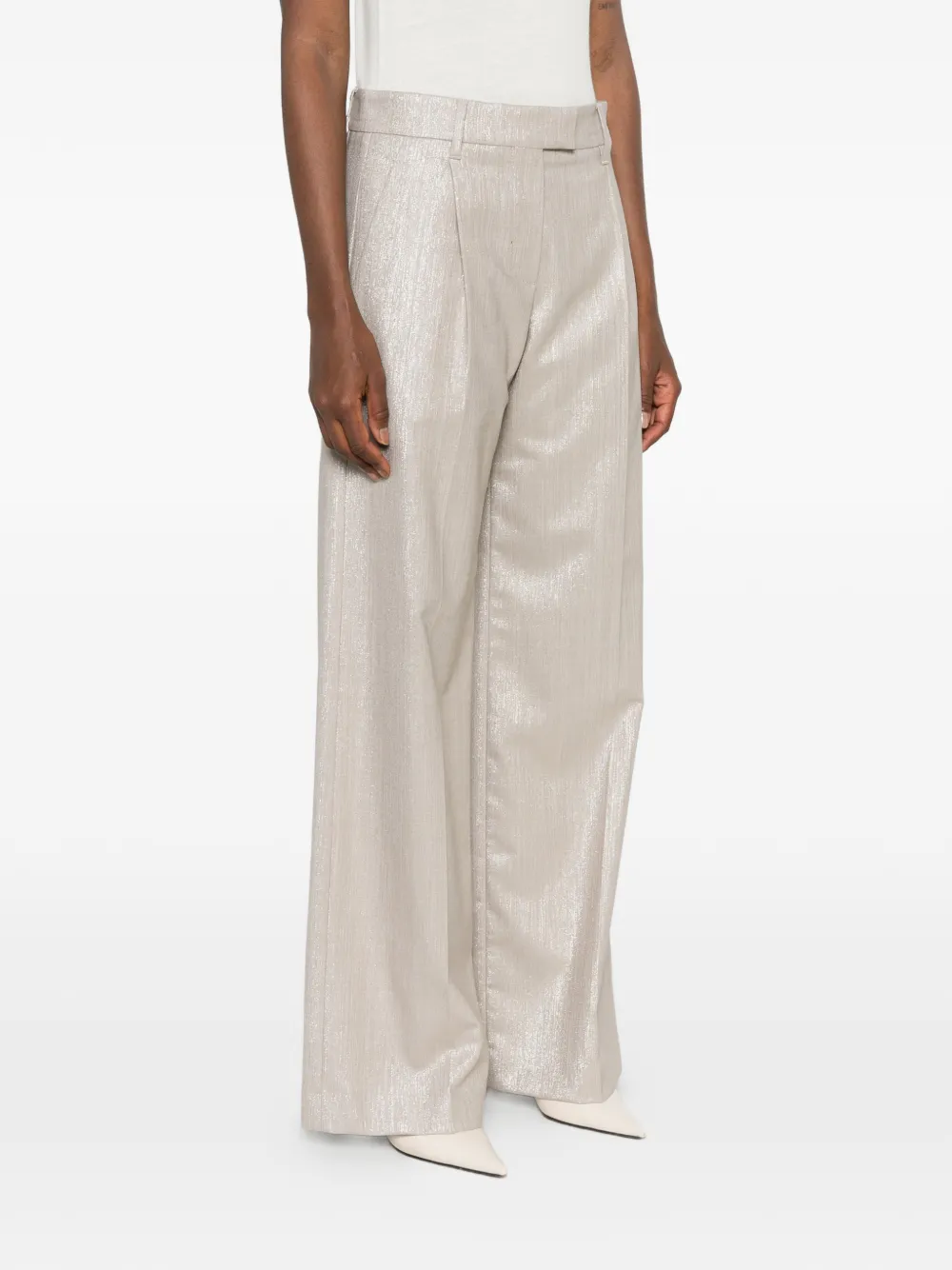 Brunello Cucinelli Geplooide broek met glanzend-effect Beige