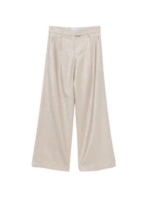 Brunello Cucinelli pantalones con efecto brillante y pinzas