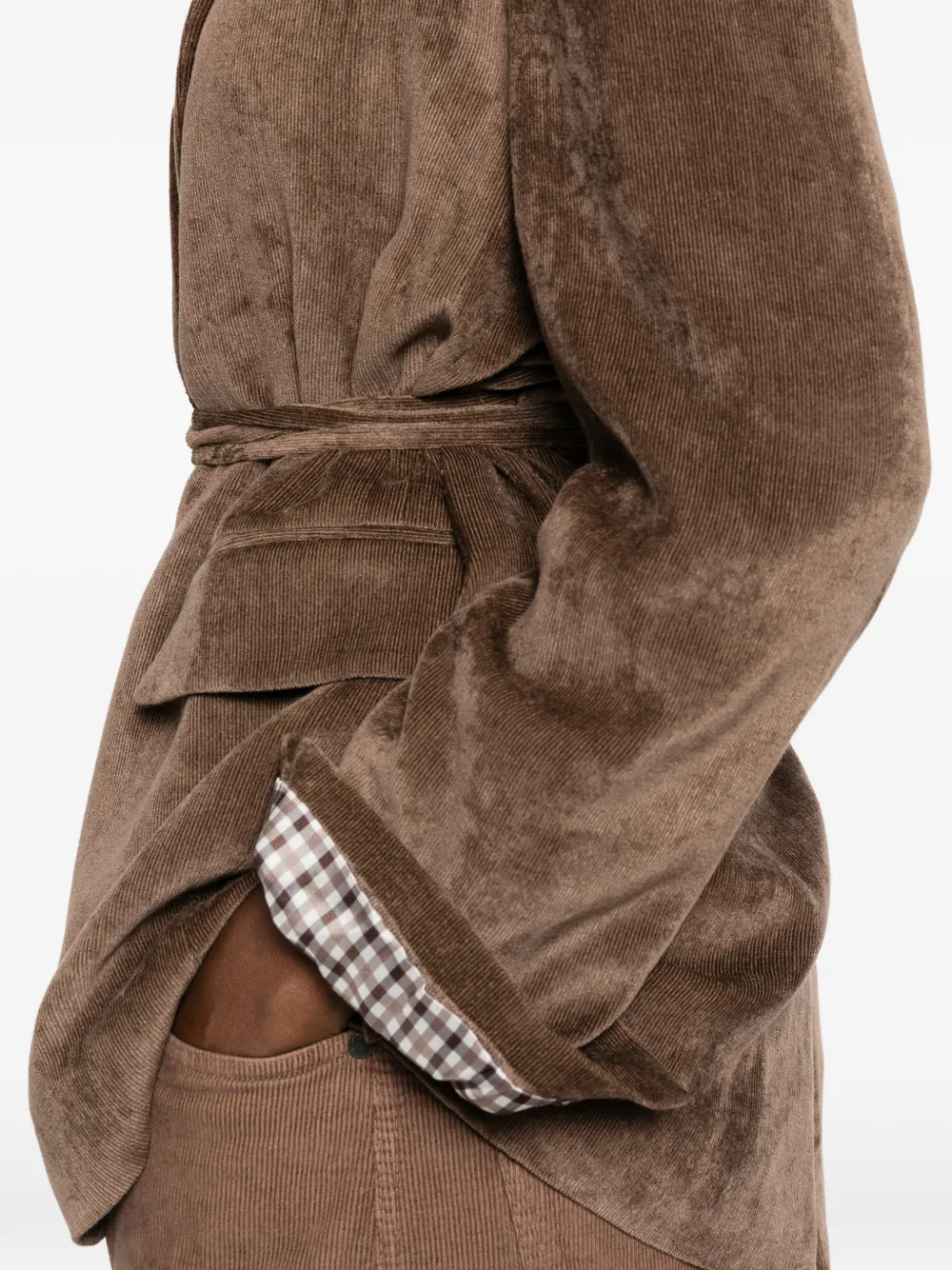 Brunello Cucinelli Ribfluwelen blazer met ceintuur Bruin