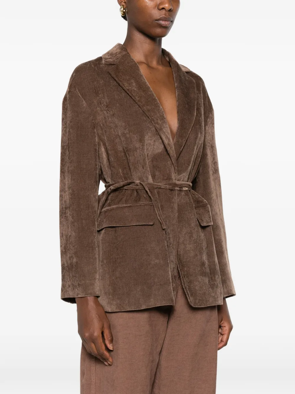 Brunello Cucinelli Ribfluwelen blazer met ceintuur Bruin