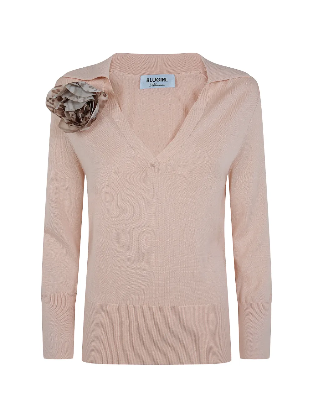 Blugirl floral-appliqué V-neck sweater - Rosa