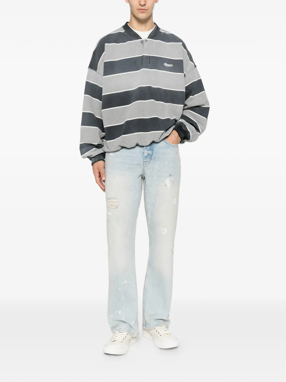 Represent California gestreepte sweater met lange mouwen Grijs