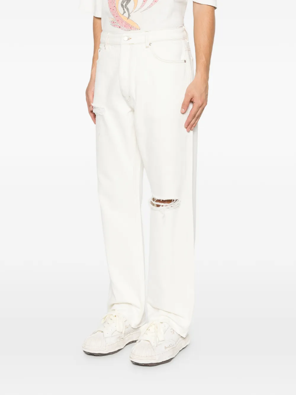 Represent Heaton gerafelde straight jeans Wit