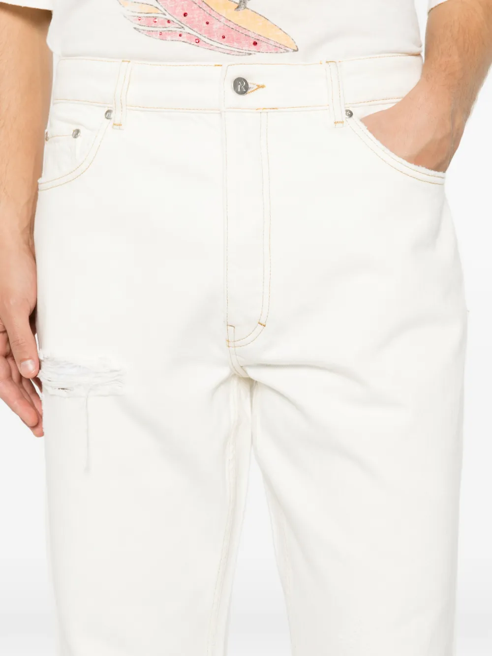 Represent Heaton gerafelde straight jeans Wit