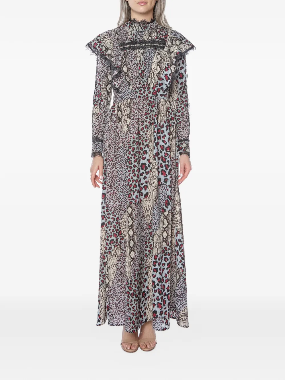 One Teaspoon animal-print ruffled maxi dress - Blu