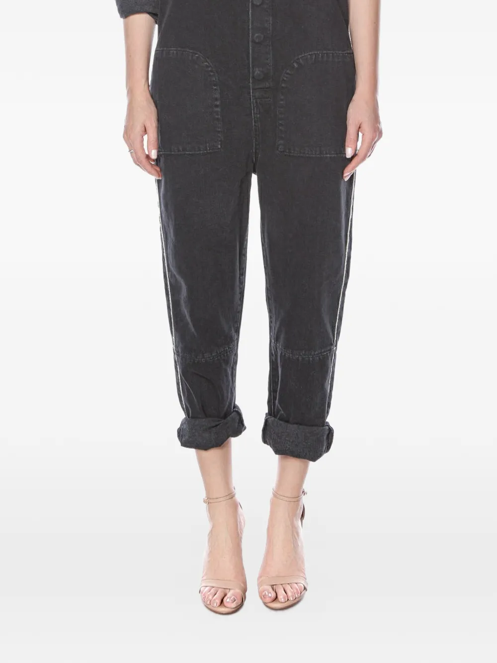 One Teaspoon embroidered-detail denim jumpsuit - Nero