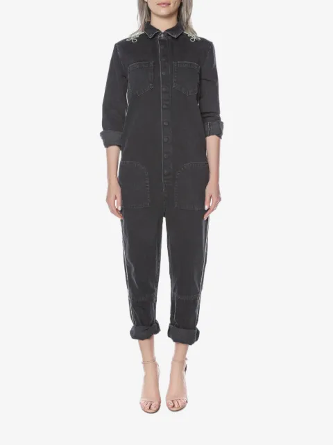 One Teaspoon embroidered-detail denim jumpsuit