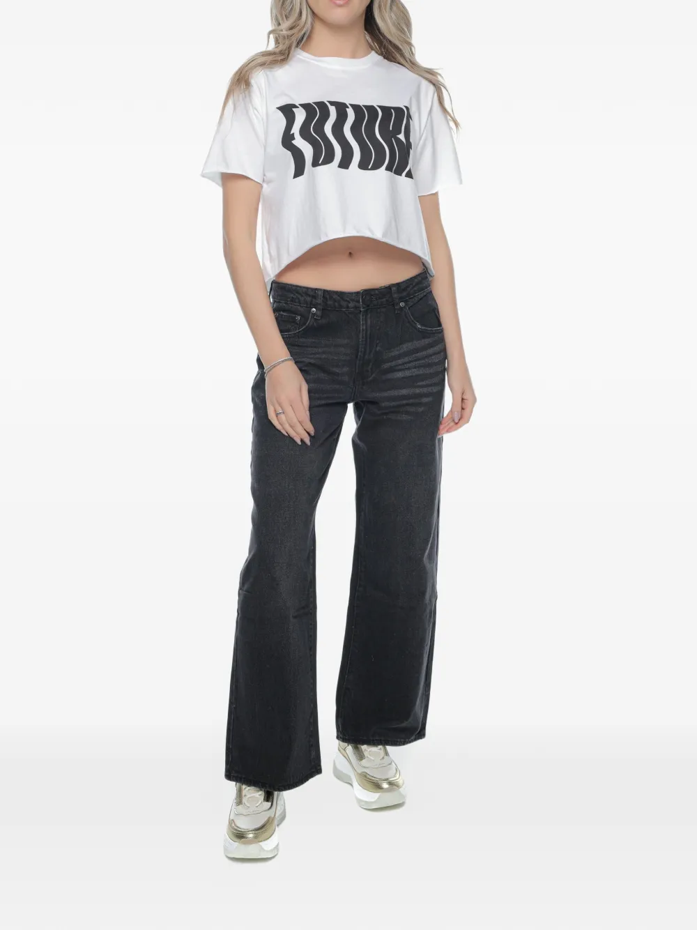 One Teaspoon Low Riders jeans met wijde pijpen Zwart