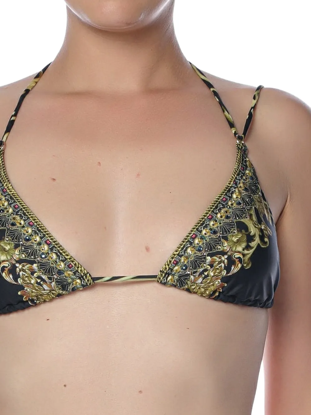 Camilla Bikinitop met barokprint en bandjes Zwart