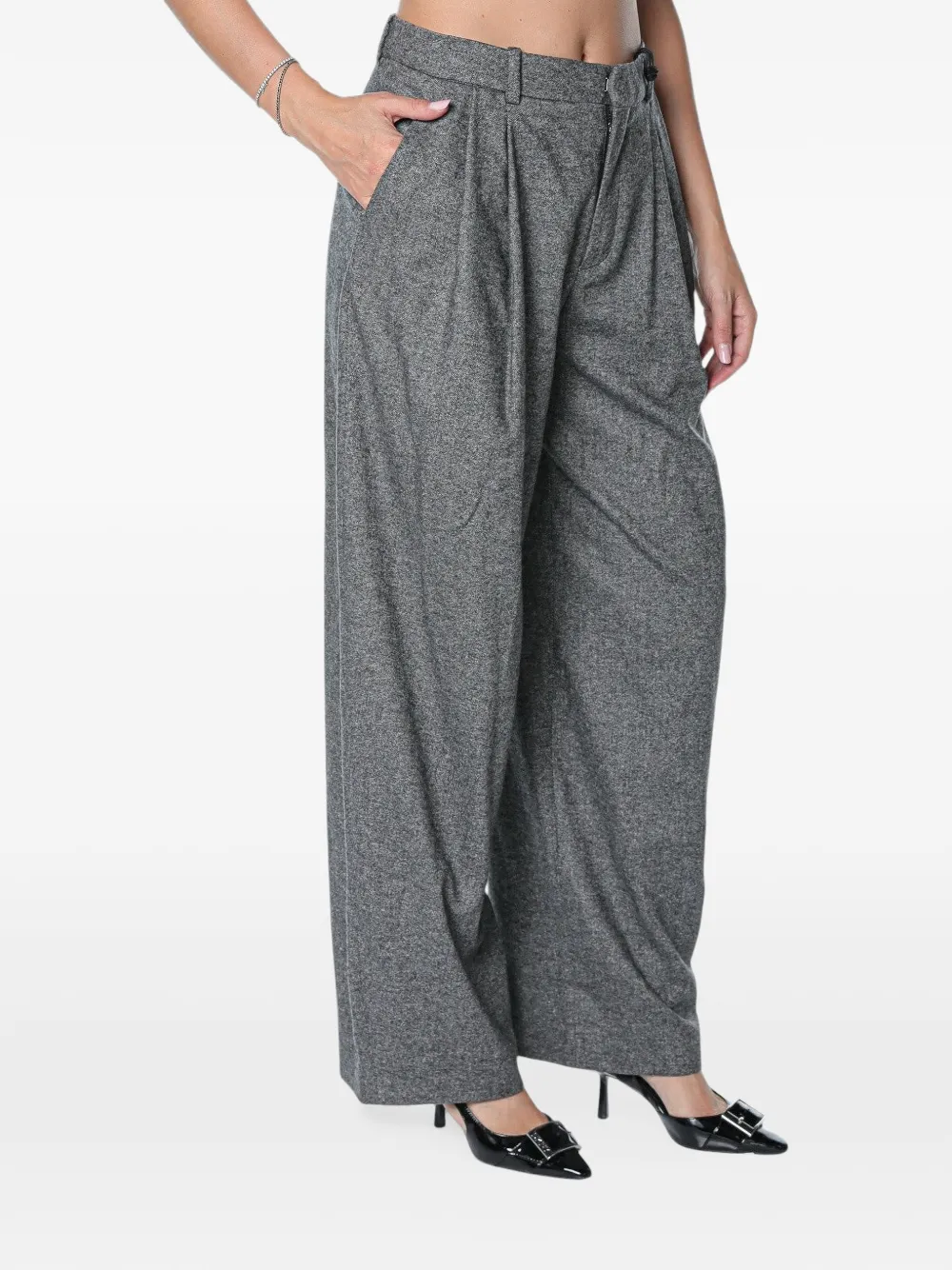 Drykorn pleated wide-leg trousers Grijs