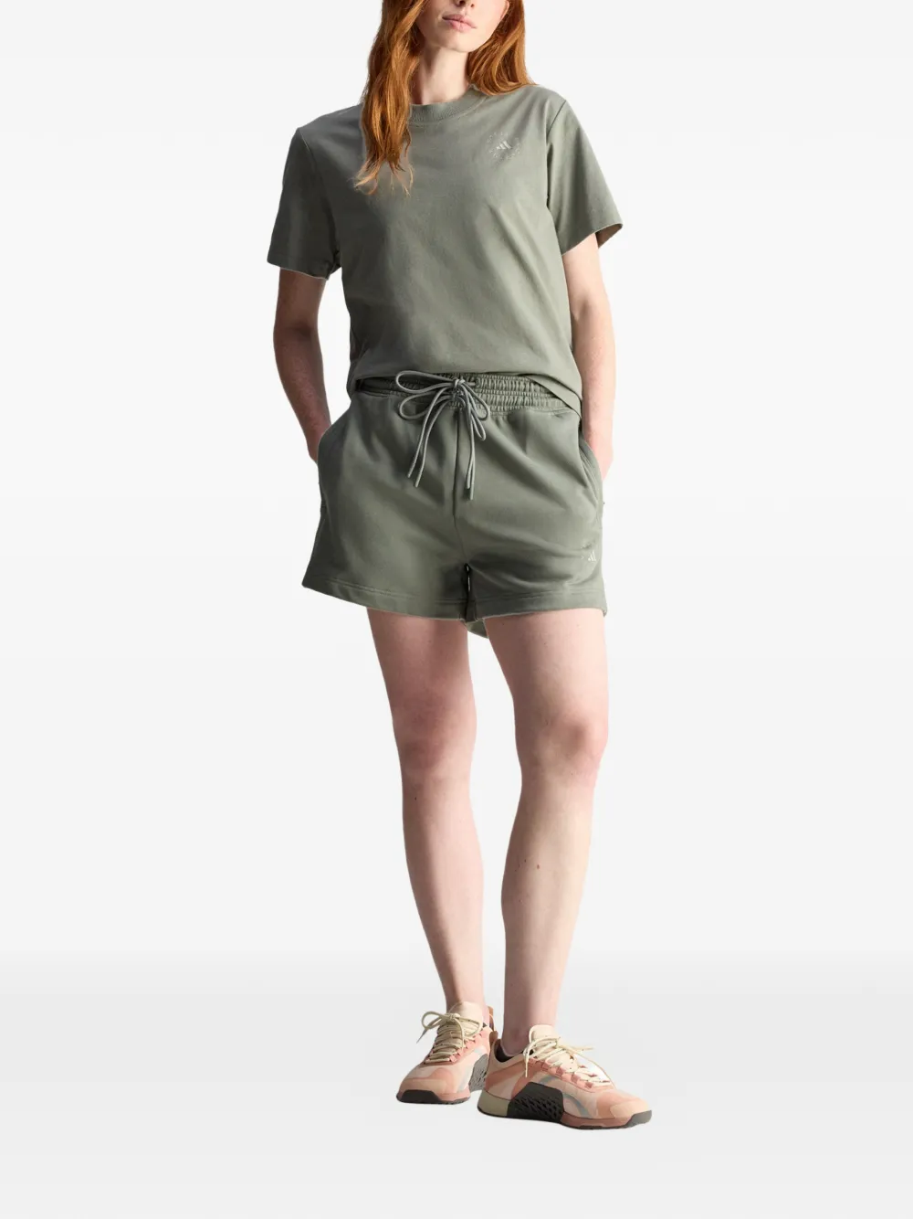 adidas by Stella McCartney T-shirt met logoprint met ronde hals Groen