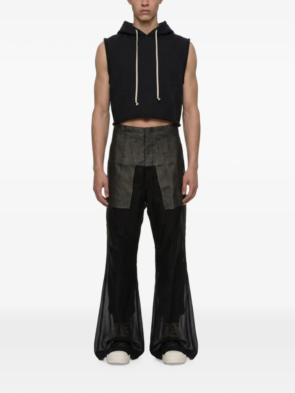 Rick Owens DRKSHDW cropped sleeveless hoodie Zwart