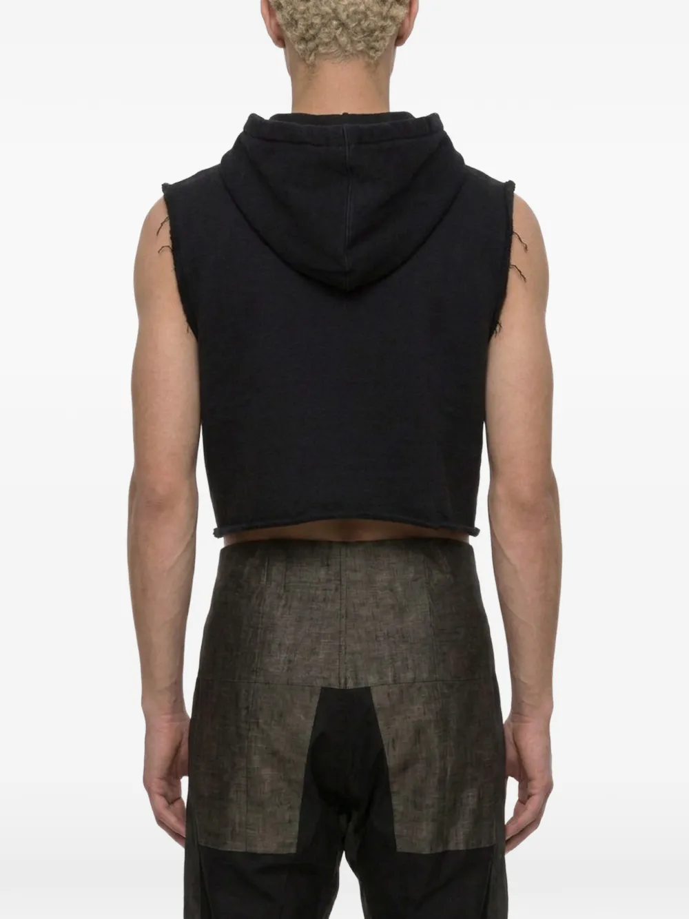 Rick Owens DRKSHDW cropped sleeveless hoodie Zwart