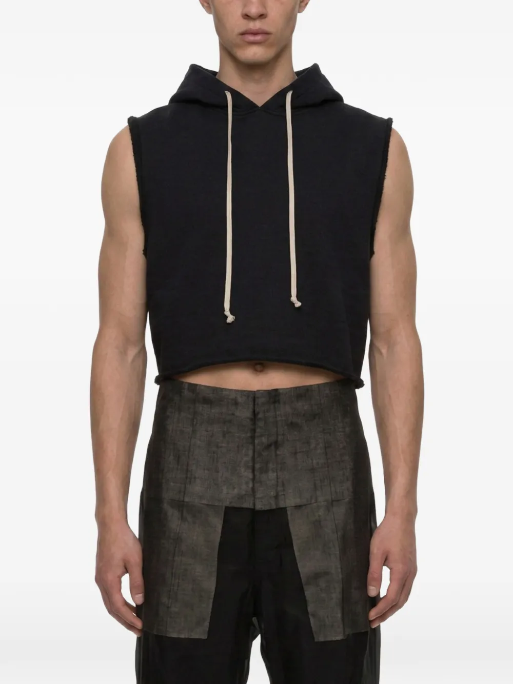 Rick Owens DRKSHDW cropped sleeveless hoodie Zwart