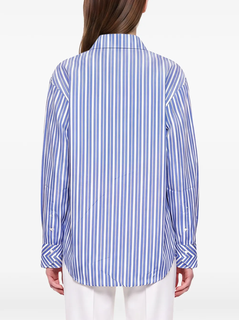 Victoria Beckham Gestreept katoenen blouse met zak Blauw