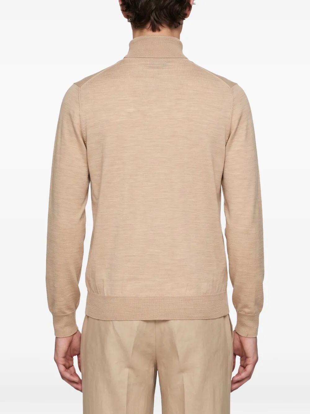 Brunello Cucinelli Trui met geribbelde afwerking en rits Beige
