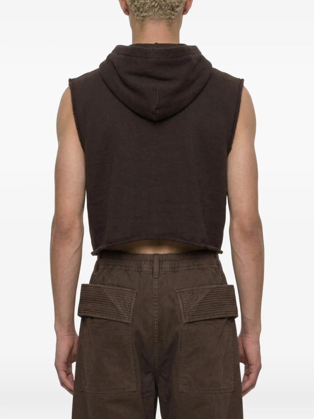Rick Owens DRKSHDW Cropped mouwloze hoodie Bruin