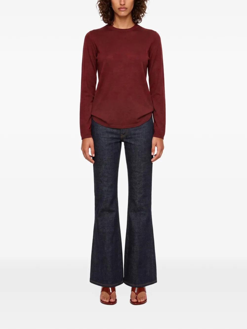Max Mara Darsena crew-neck long-sleeve sweater Rood