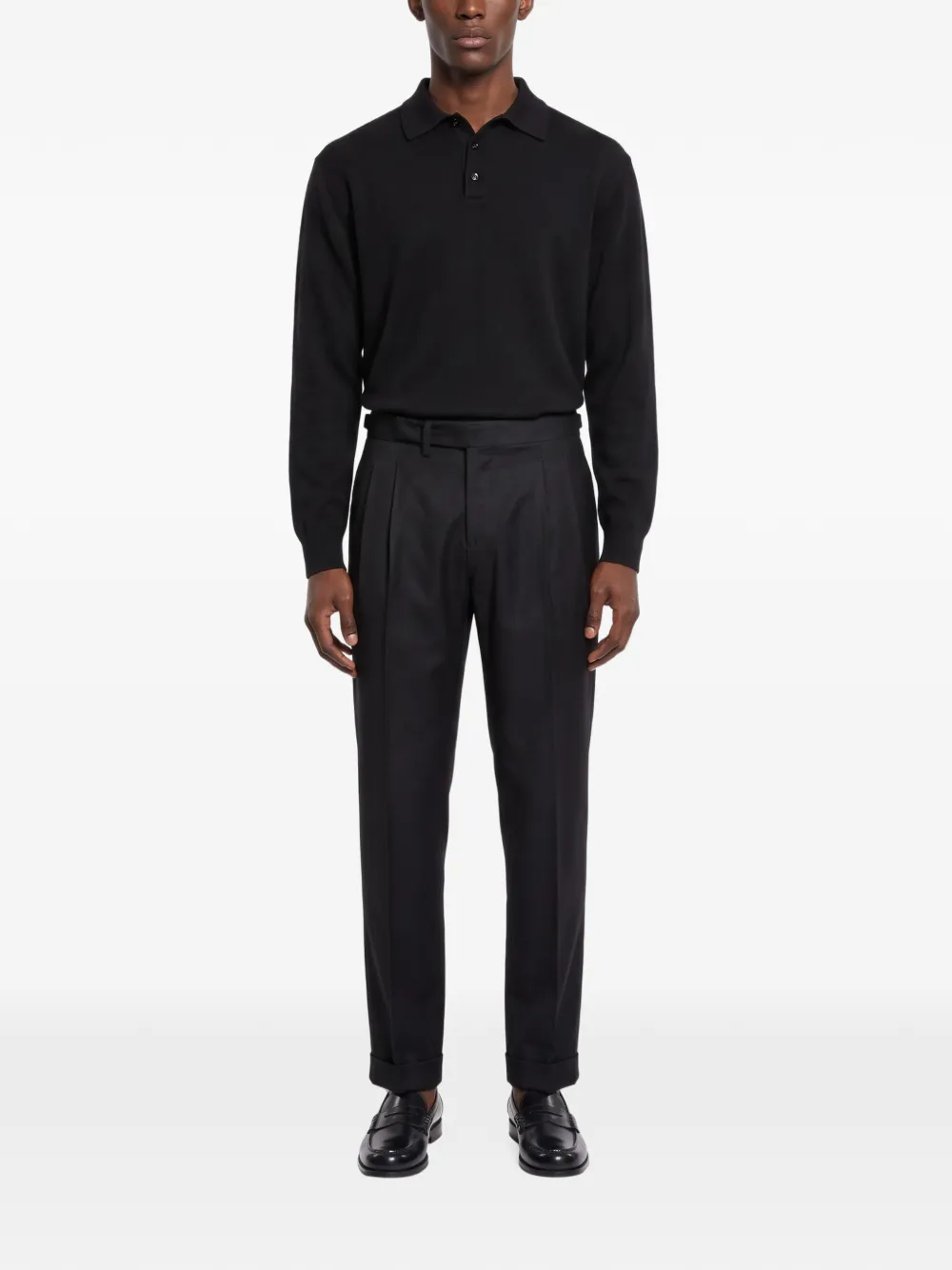 Briglia 1949 pleated turn-up trousers Zwart
