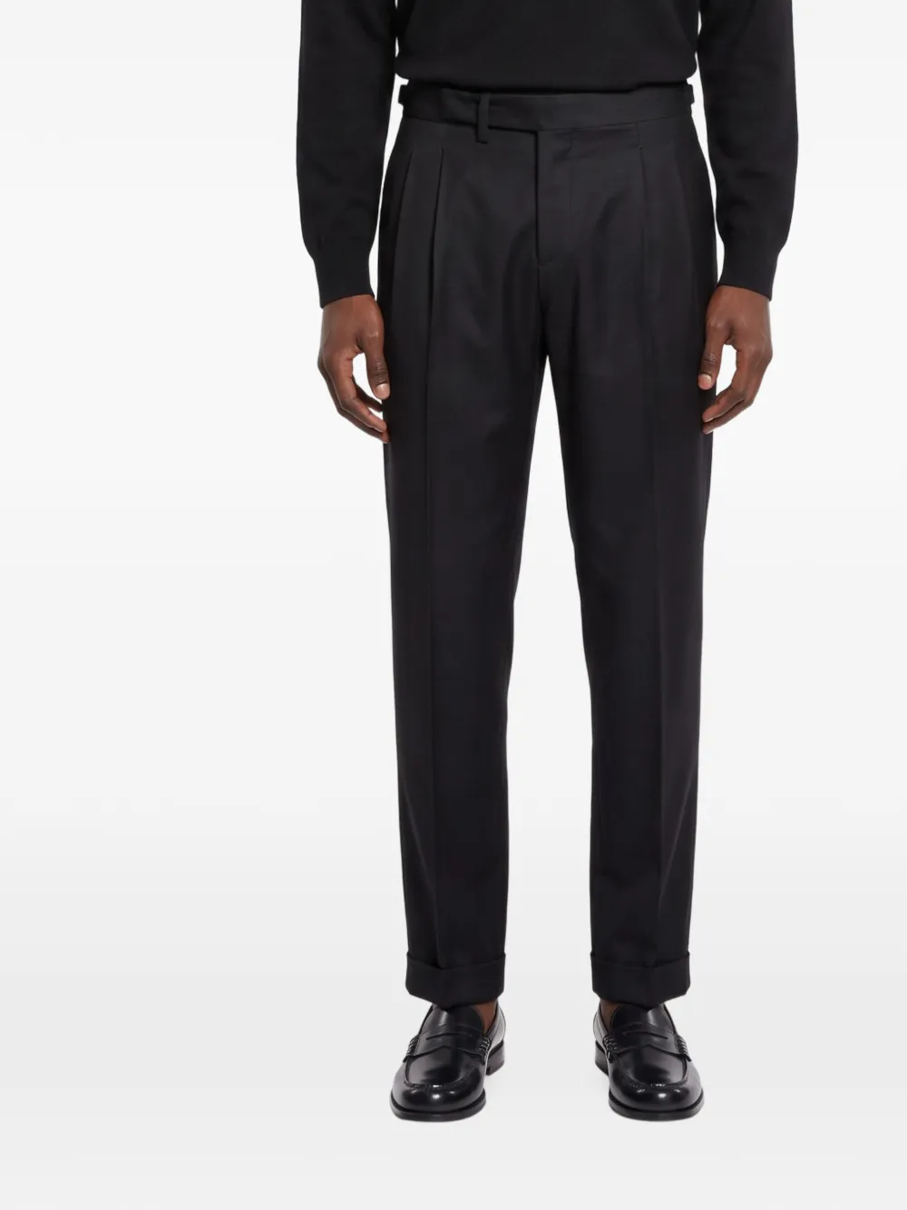 Briglia 1949 pleated turn-up trousers Zwart