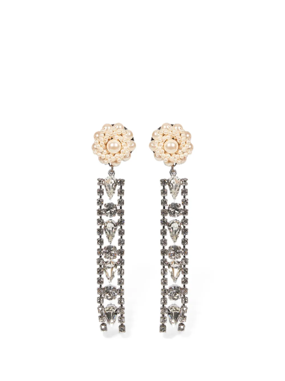 Alessandra Rich faux-pearl crystal-embellished earrings - Silber
