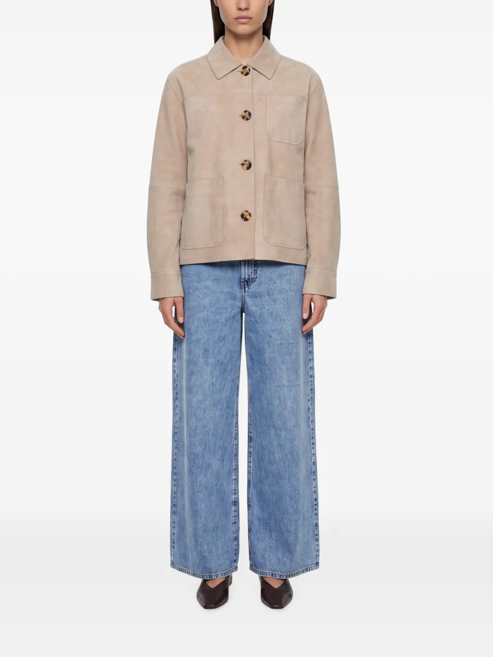 Weekend Max Mara Ghiera jack met opgestikte zak en knopen Beige