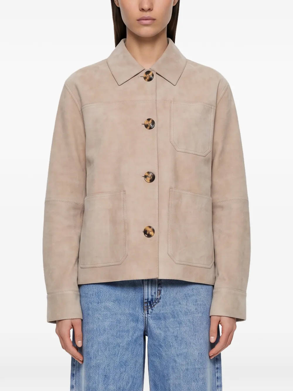 Weekend Max Mara Ghiera jack met opgestikte zak en knopen Beige
