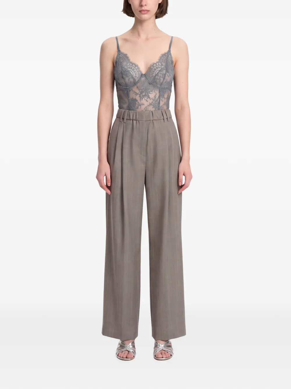ZIMMERMANN Lace Teddy body met geborduurd kant Grijs