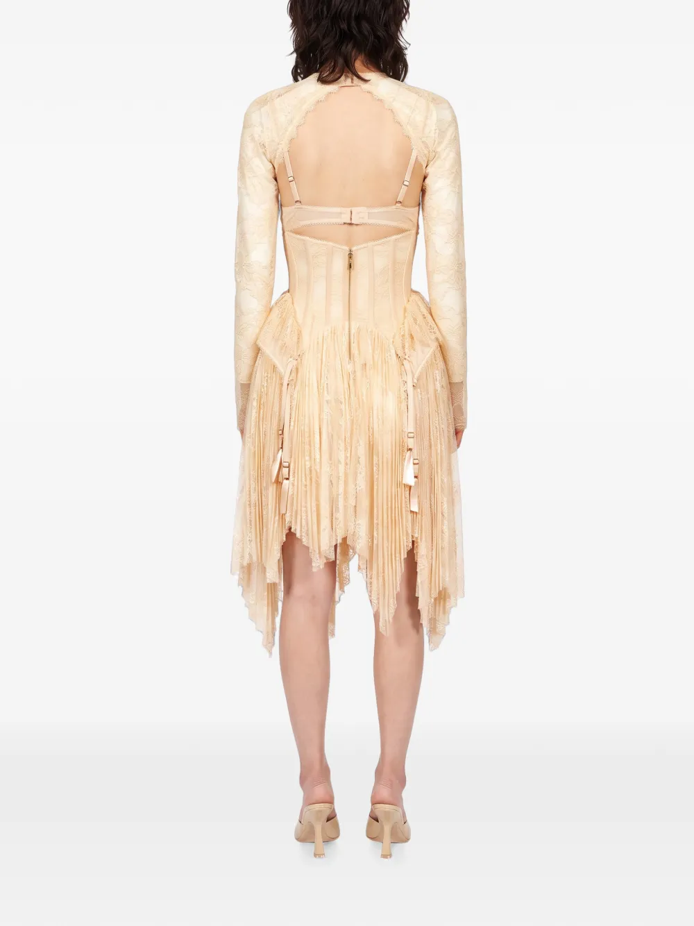 ZIMMERMANN Valian lace-panelled corset-style midi dress Beige