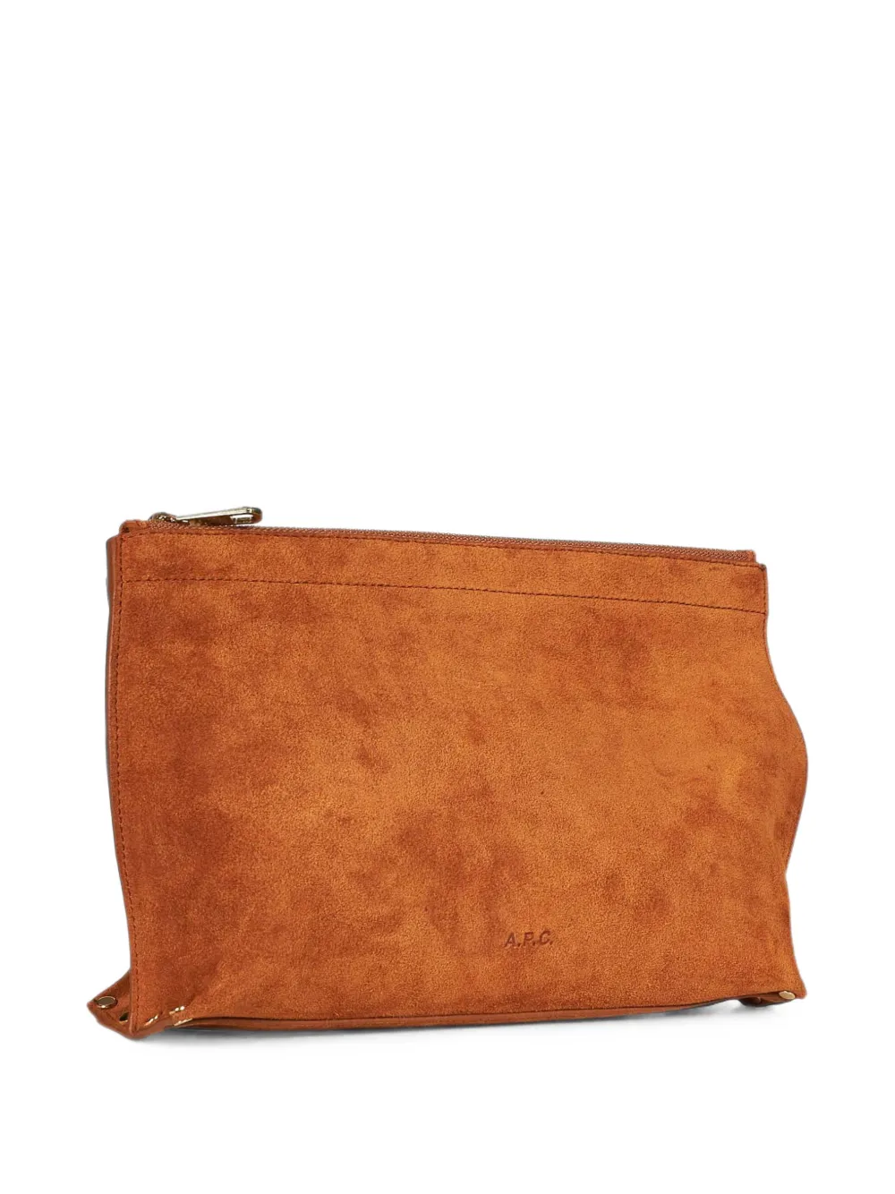 A.P.C. Neige Clou suède clutch met logoprint Bruin