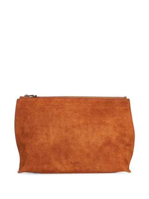 A.P.C. Neige Clou logo-print calf suede clutch bag
