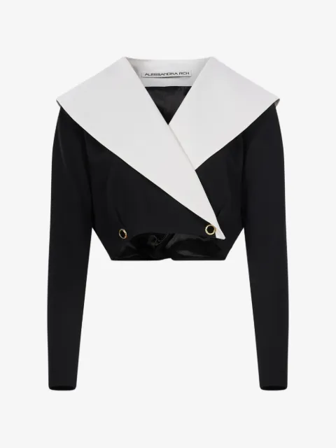 Alessandra Rich cropped contrast-collar jacket
