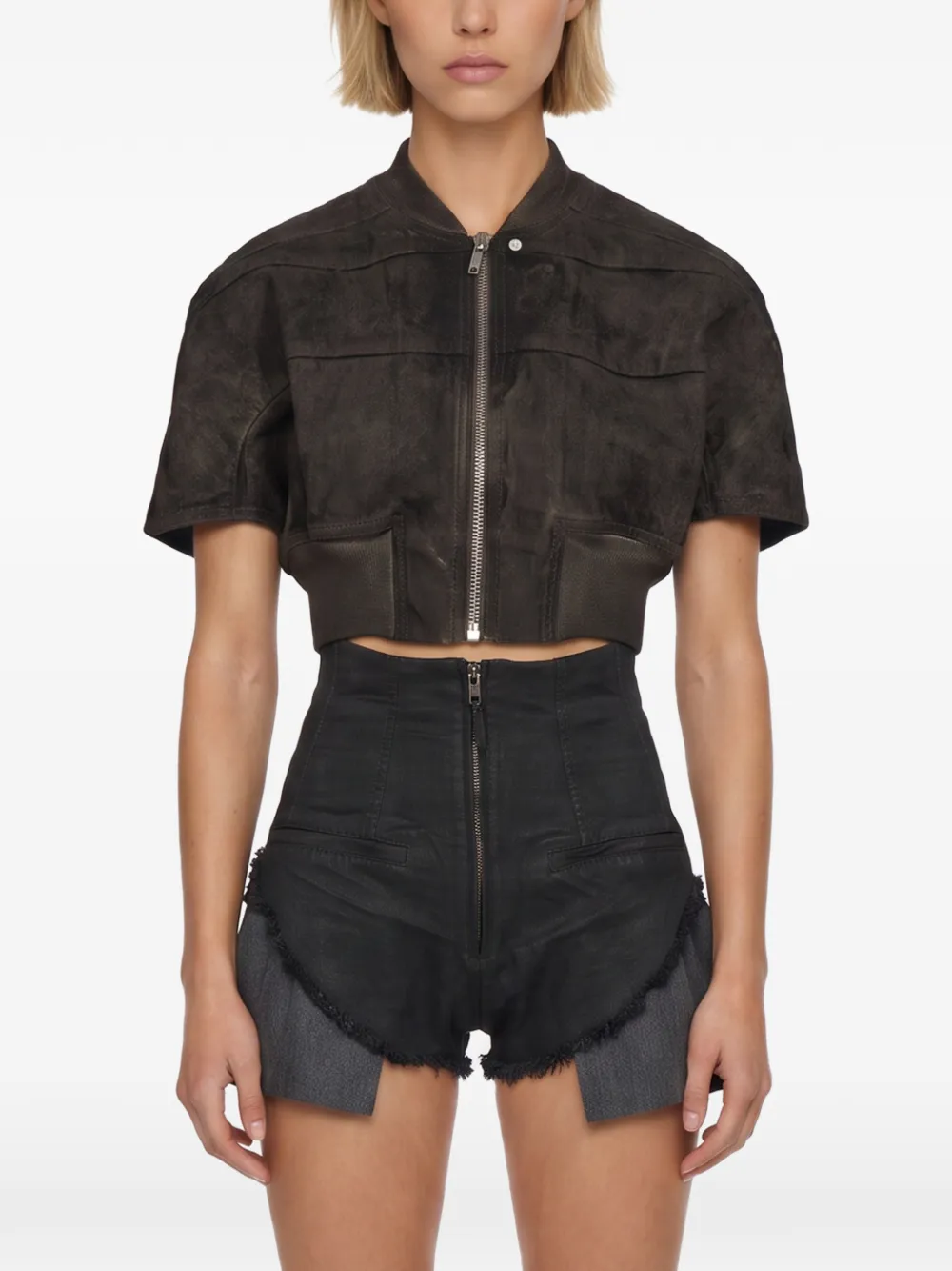 Rick Owens DRKSHDW Tatlin cropped jack met korte mouwen Grijs