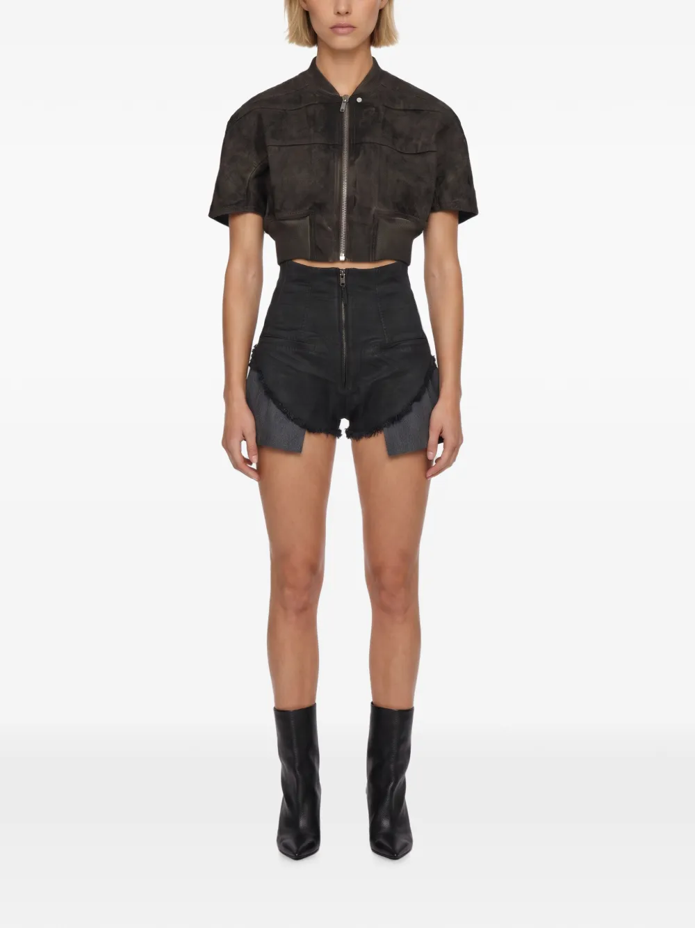 Rick Owens DRKSHDW Tatlin cropped jack met korte mouwen Grijs
