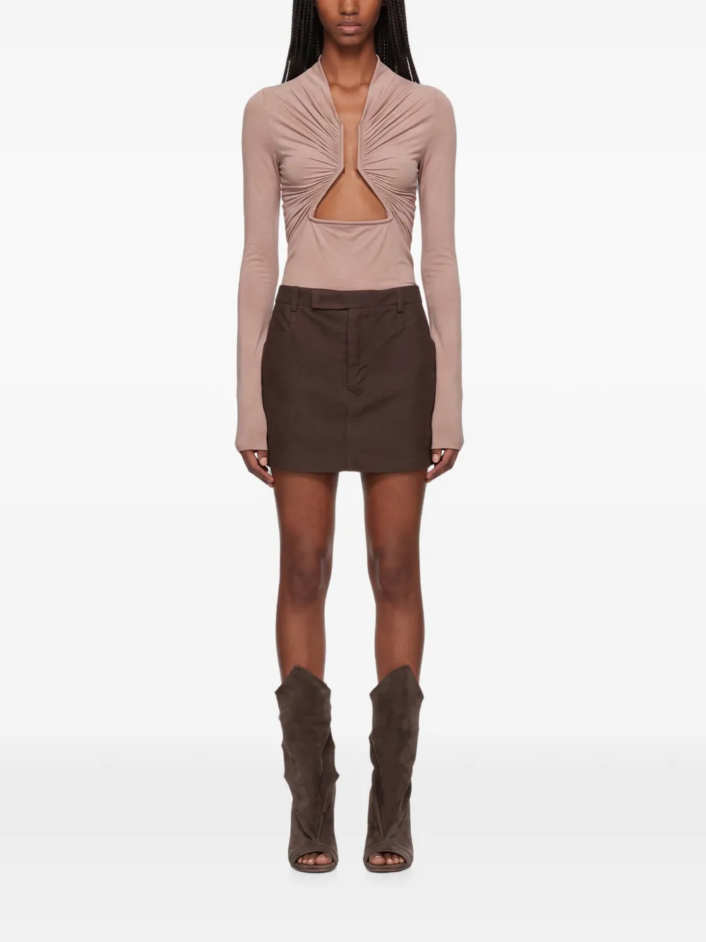 Rick Owens Firbanks mini-rok met riemlussen Bruin