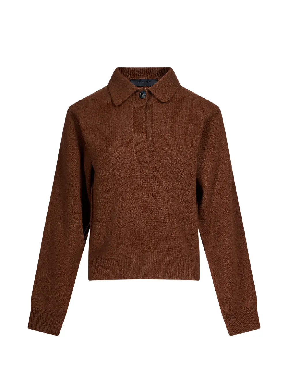 Haikure polo-collar long-sleeve polo sweater - Marrone