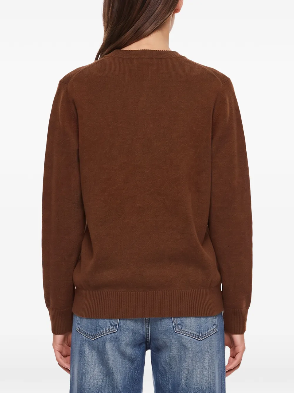 Haikure polo-collar long-sleeve polo sweater Bruin