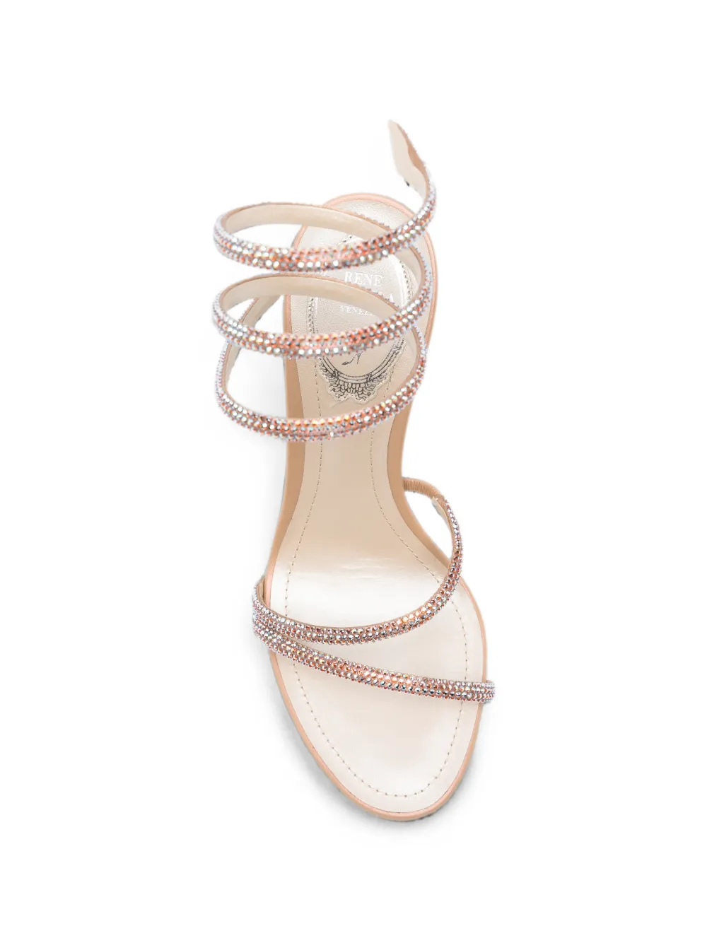 René Caovilla Cleo crystal-embellished sandals Beige