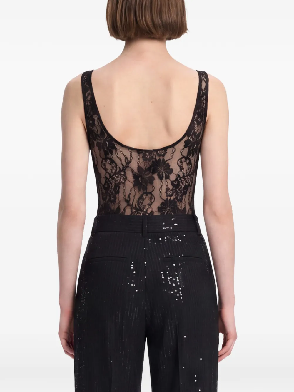 ZIMMERMANN Kanten body met diepe ronde hals Zwart