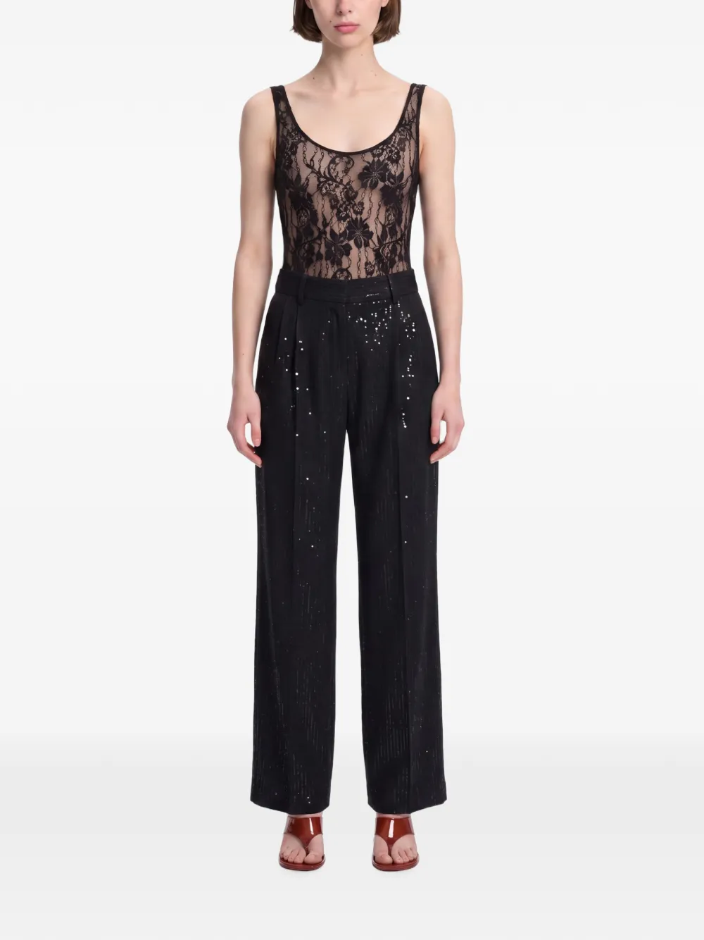 ZIMMERMANN Kanten body met diepe ronde hals Zwart