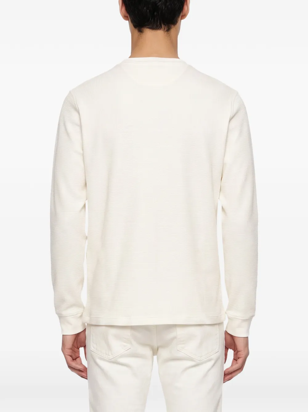 Drôle De Monsieur Wafelgebreid T-shirt met geborduurd logo Wit