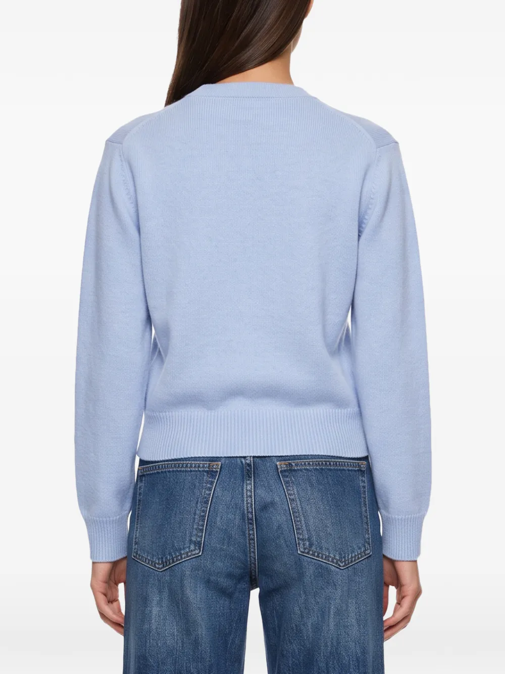 Haikure Rose ribbed-knit crew-neck sweater Blauw
