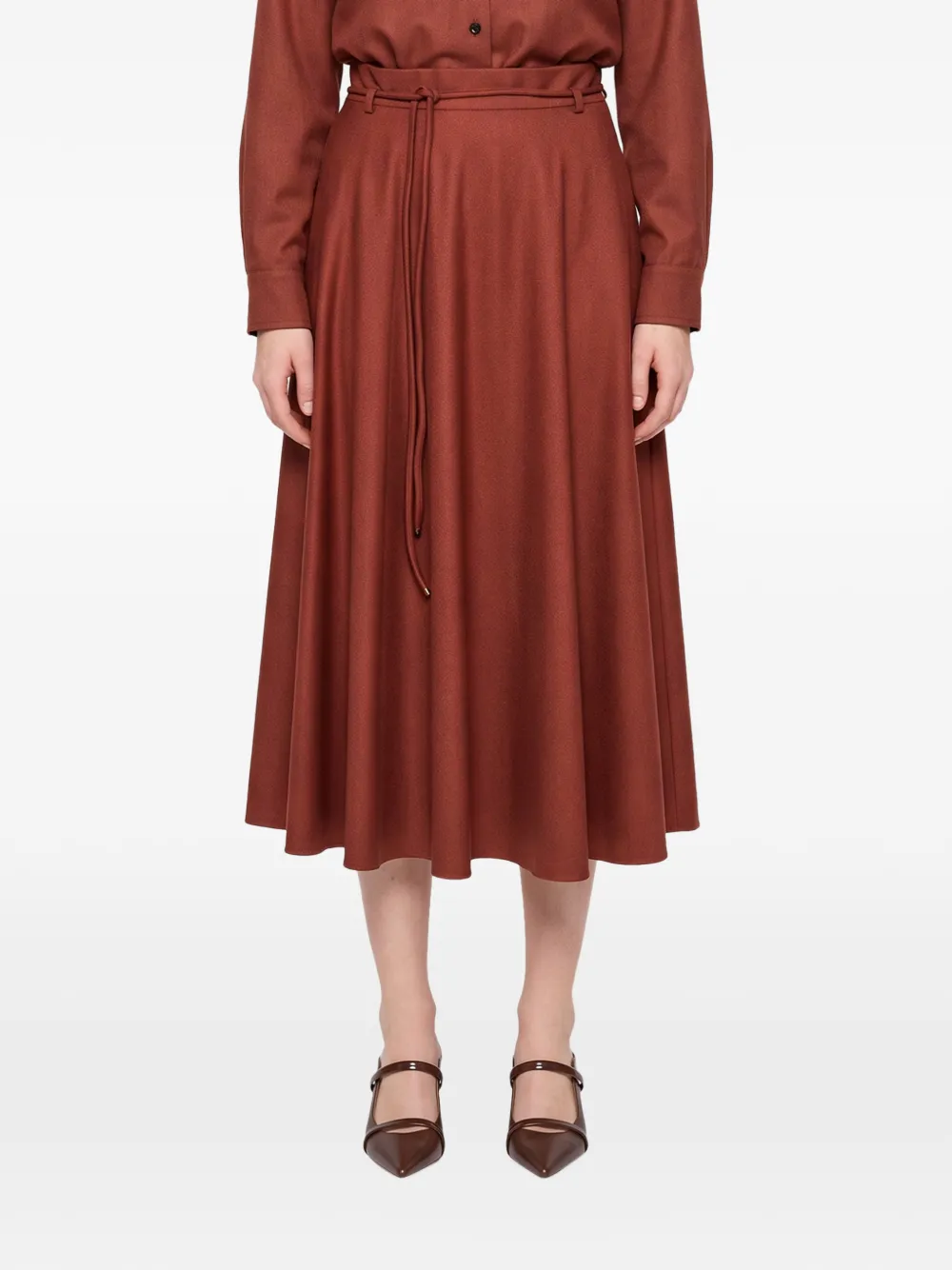 Max Mara flared cashmere foule skirt Bruin