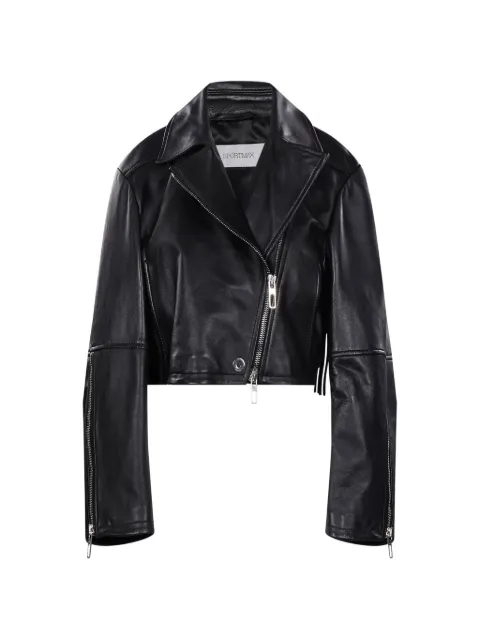 Sportmax fringe-detail biker leather jacket
