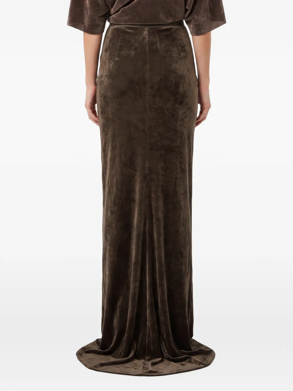 Rick Owens Lilies Shailee gedrapeerde fluwelen maxi-rok Bruin