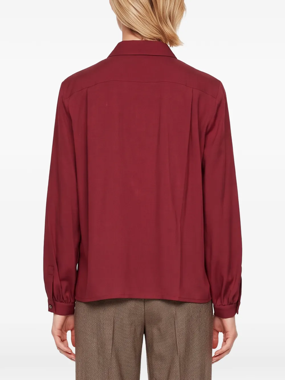 Max Mara ruffled silk charmeuse shirt Rood